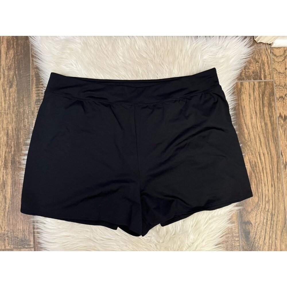 Lands End Beach Living Tummy Control Black Swim Shorts‎ Modest Size 20W